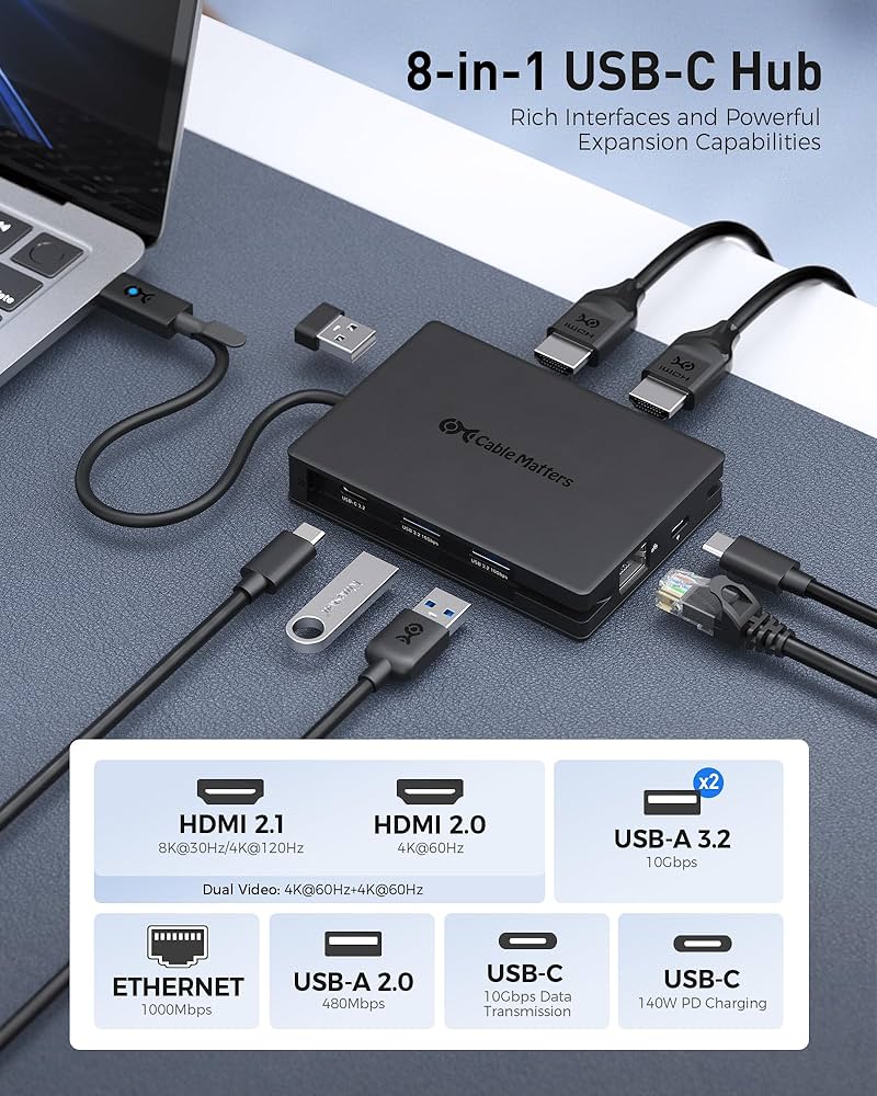 Cable Matters USB C ハブ 8in1 ドッキングステーション Amazon.co.jp: Cable Matters USB C ハブ USB Type C ハブ USB C